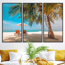 Tropical Beach Wall Art | 3-Panel Large Canvas Print with