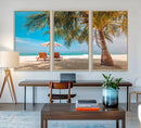 Tropical Beach Wall Art | 3-Panel Large Canvas Print with