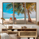 Tropical Beach Wall Art | 3-Panel Large Canvas Print with