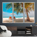 Tropical Beach Wall Art | 3-Panel Large Canvas Print with