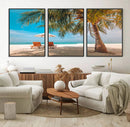 Tropical Beach Wall Art | 3-Panel Large Canvas Print with