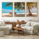 Tropical Beach Wall Art | 3-Panel Large Canvas Print with