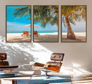 Tropical Beach Wall Art | 3-Panel Large Canvas Print with