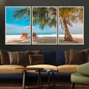 Tropical Beach Wall Art | 3-Panel Large Canvas Print with