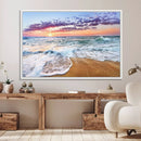 Tropical Beach Waves Art Print Sunset Canvas Print Ocean