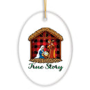 True Story Nativity Plaid Birth of Christ Ornament