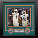 Tyreek Hill with Tua Miami Dolphins Autographed 8" x 10" Framed Football Photo by Dynasty Sports & Framing