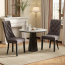 Tufted Dining Chairs Set of 2 with High Backrest and Padded Seat-Gray by LJGDeals