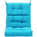 Tufted High Back Patio Chair Cushion with Ties - Turquoise by LJGDeals