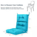 Tufted High Back Patio Chair Cushion with Ties - Turquoise by LJGDeals