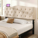 Tufted Upholstered Head Board for Queen and Full Size Bed with 2 AC Outlets by LJGDeals