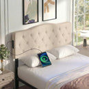 Tufted Upholstered Head Board for Queen and Full Size Bed with 2 AC Outlets by LJGDeals