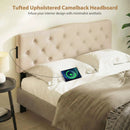 Tufted Upholstered Head Board for Queen and Full Size Bed with 2 AC Outlets by LJGDeals