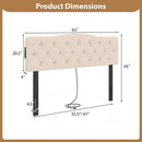 Tufted Upholstered Head Board for Queen and Full Size Bed with 2 AC Outlets by LJGDeals
