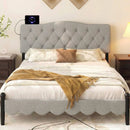 Tufted Upholstered Head Board for Queen and Full Size Bed with 2 AC Outlets by LJGDeals