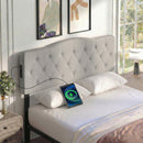 Tufted Upholstered Head Board for Queen and Full Size Bed with 2 AC Outlets