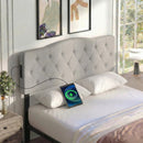 Tufted Upholstered Head Board for Queen and Full Size Bed with 2 AC Outlets by LJGDeals
