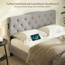Tufted Upholstered Head Board for Queen and Full Size Bed with 2 AC Outlets by LJGDeals