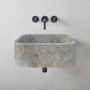 Tundra Gray Marble Wall Mount Bathroom Sink 12x18 Polished Natural Stone Basin