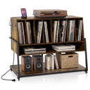 Turntable Stand with Charging Station & Vinyl Storage by DirectDeals