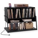 Turntable Stand with Charging Station & Vinyl Storage by DirectDeals