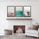 California Surfing Vibe. Beige Turquoise Coastal Prints Set by Wall Art Set