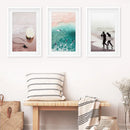 California Surfing Vibe. Beige Turquoise Coastal Prints Set by Wall Art Set