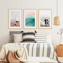 California Surfing Vibe. Beige Turquoise Coastal Prints Set by Wall Art Set