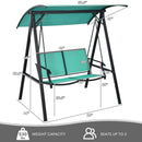 Outdoor Porch Steel Hanging 2-Seat Swing Loveseat with Canopy by LJGDeals