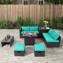 9 Pieces Patio Furniture Set with 32‚Äù Fire Pit Table and 50000 BTU Square Propane Fire Pit by DirectDeals