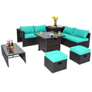 9 Pieces Patio Furniture Set with 32‚Äù Fire Pit Table and 50000 BTU Square Propane Fire Pit by DirectDeals