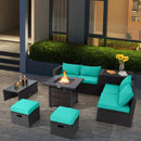 9 Pieces Patio Furniture Set with 32‚Äù Fire Pit Table and 50000 BTU Square Propane Fire Pit by DirectDeals