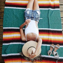 Teal Sunset Baja Diamond Yoga Blanket