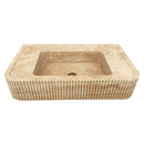 Tuscany Walnut Travertine Wall-mount Bathroom Vanity Sink Ribbed Textured Front front view
