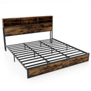 Twin/Full/Queen/King Size Bed Frame with Storage Headboard Industrial Metal Platform Bed by LJGDeals