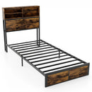 Twin/Full/Queen/King Size Bed Frame with Storage Headboard Industrial Metal Platform Bed by LJGDeals