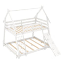 Twin Over Queen Bunk Bed Wooden Kids Bed with Climbing Nets and Ramp by LJGDeals