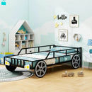 Twin-Size Kids Metal Bed Frame Car-Shaped with Safety Guardrails-Twin Size by LJGDeals