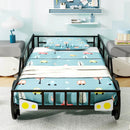 Twin-Size Kids Metal Bed Frame Car-Shaped with Safety Guardrails-Twin Size by LJGDeals