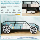 Twin-Size Kids Metal Bed Frame Car-Shaped with Safety Guardrails-Twin Size by LJGDeals