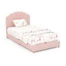 Twin Bed Frame with Height-Adjustable Headboard and Sturdy Wooden Slats by LJGDeals