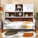 Twin Bed with Bookcase with Shelves and Wooden Slat Support No Box Spring Needed for Living Room Bedroom-White by LJGDeals
