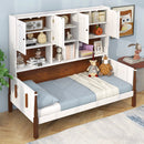 Twin Bed with Bookcase with Shelves and Wooden Slat Support No Box Spring Needed for Living Room Bedroom-White by LJGDeals