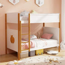 Twin Over Twin Bunk Bed with Integrated Ladder and Safety Guardrails-Twin Size by LJGDeals