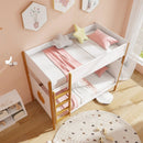 Twin Over Twin Bunk Bed with Integrated Ladder and Safety Guardrails-Twin Size by LJGDeals
