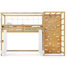 Twin Bunk Bed with Jungle Gym Wooden Loft Bed with Climbing Ladder-Natural by LJGDeals