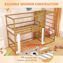 Twin Bunk Bed with Jungle Gym Wooden Loft Bed with Climbing Ladder-Natural by LJGDeals