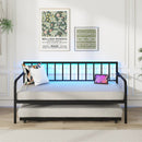 Twin Daybed with Charging Station and LED Lights-Black by LJGDeals