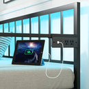 Twin Daybed with Charging Station and LED Lights-Black by LJGDeals