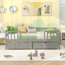 Twin Daybed with Fence and 2 Drawers Kids Bed for Boys & Girls by LJGDeals